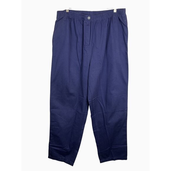 Womens Classic Fit Navy Cotton Pants Size 24T With Elastic Waist Pockets - Picture 13 of 13